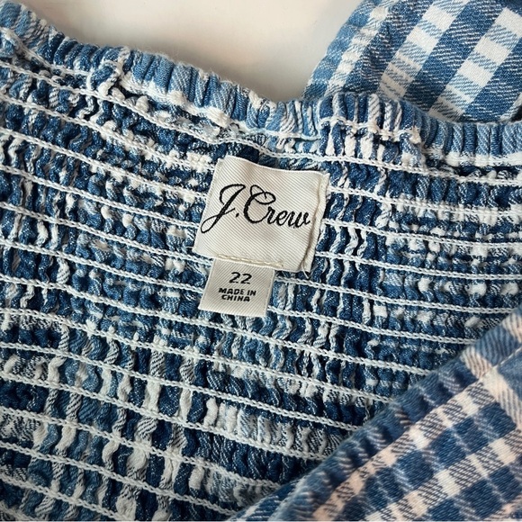 J. Crew A Line Gingham Blue Midi Patchwork Americana Dress - Picture 10 of 12